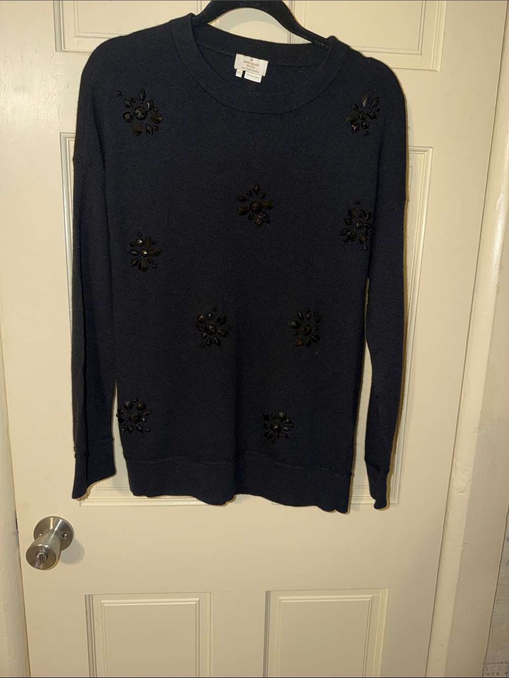 kate spade Black Embellished Crewneck Sweater